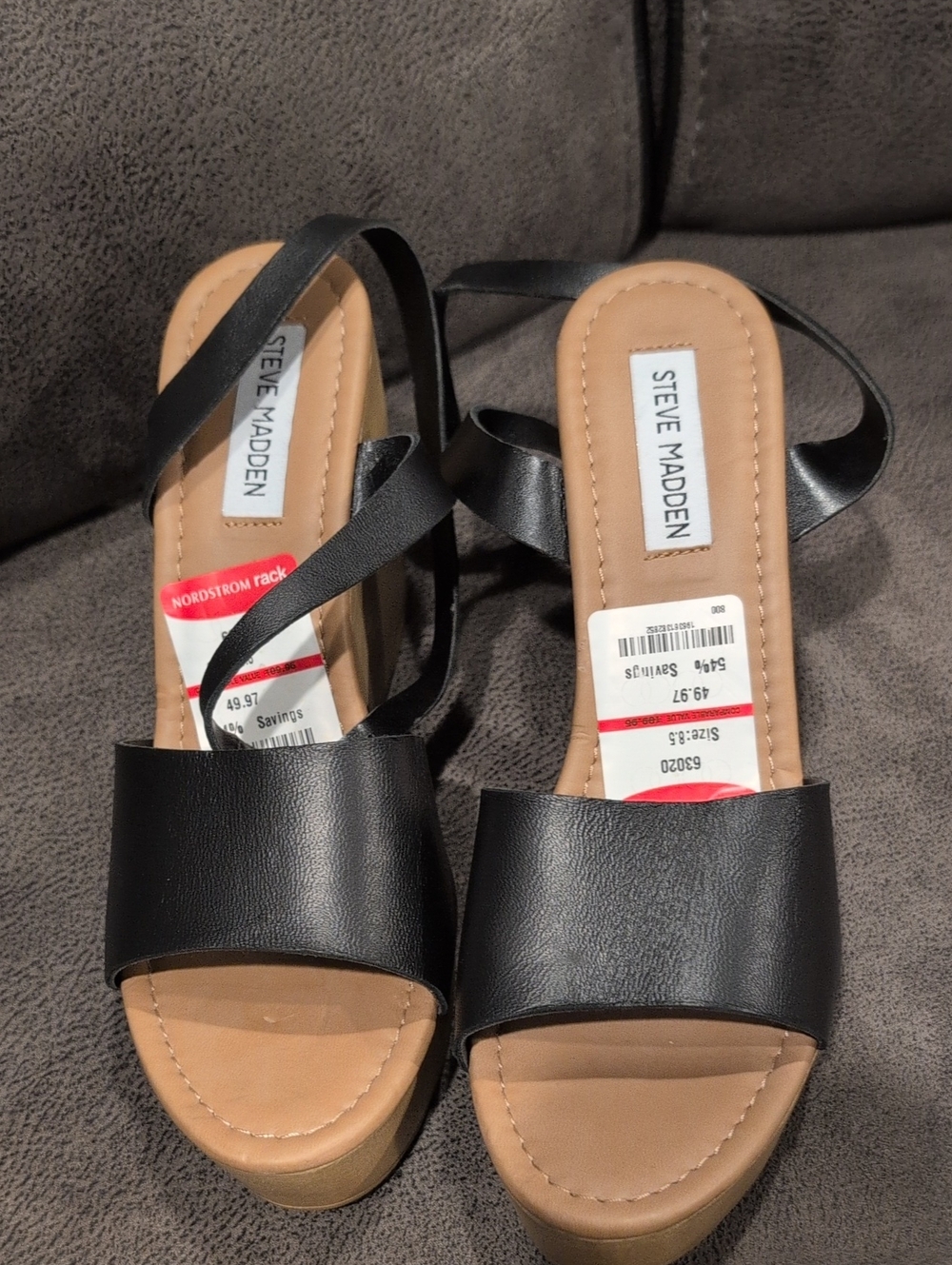 Steve Madden Black Wide-Band Platform Sandals with Ankle Wrap